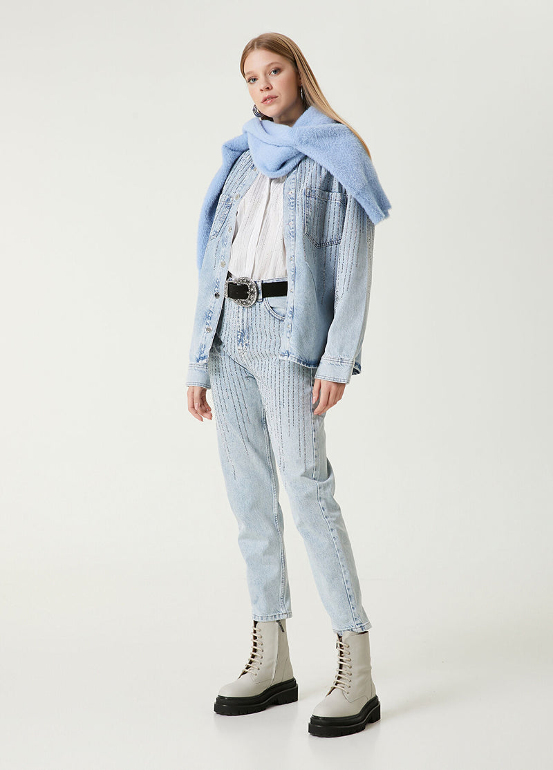 Beymen Club Hotfix Denim Jacket Light Blue