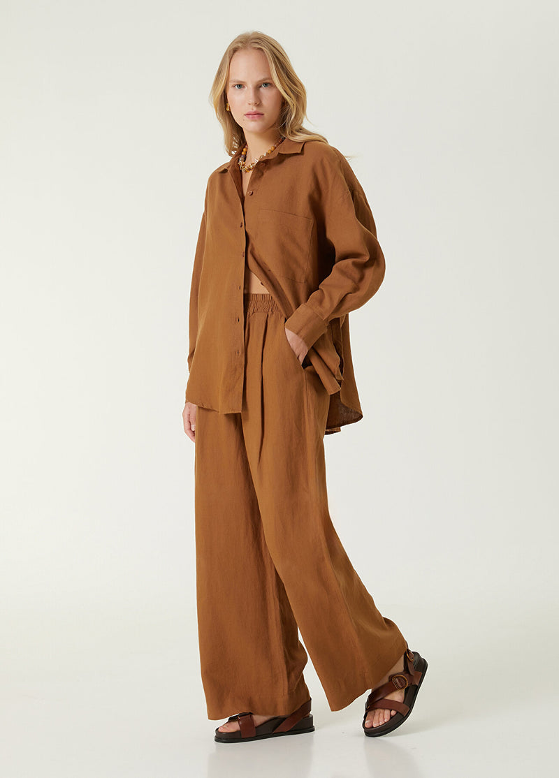 Beymen Club Oversize Linen Shirt Camel