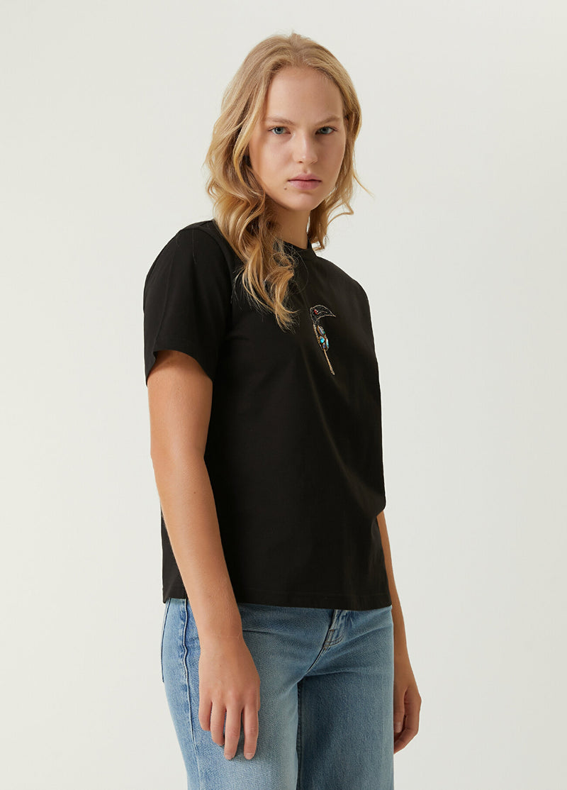 Beymen Club Stoned Parrot Embroidered T-Shirt Black