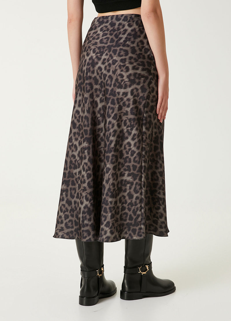 Beymen Club Leopard Printed Midi Skirt Brown