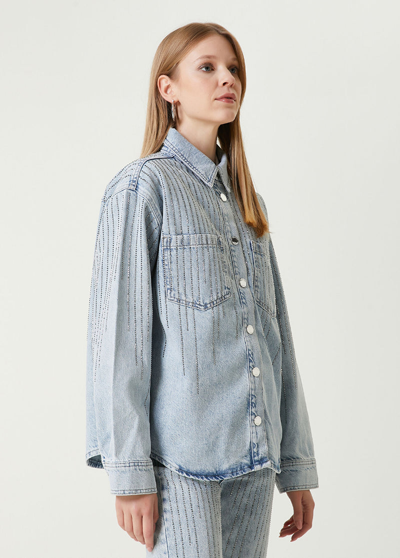 Beymen Club Hotfix Denim Jacket Light Blue