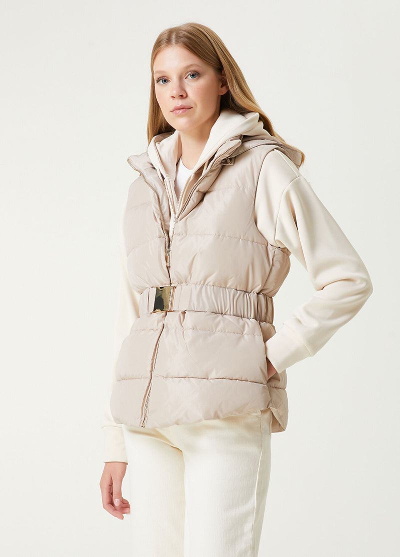 Beymen Club Hooded Belted Puff Coat Beige