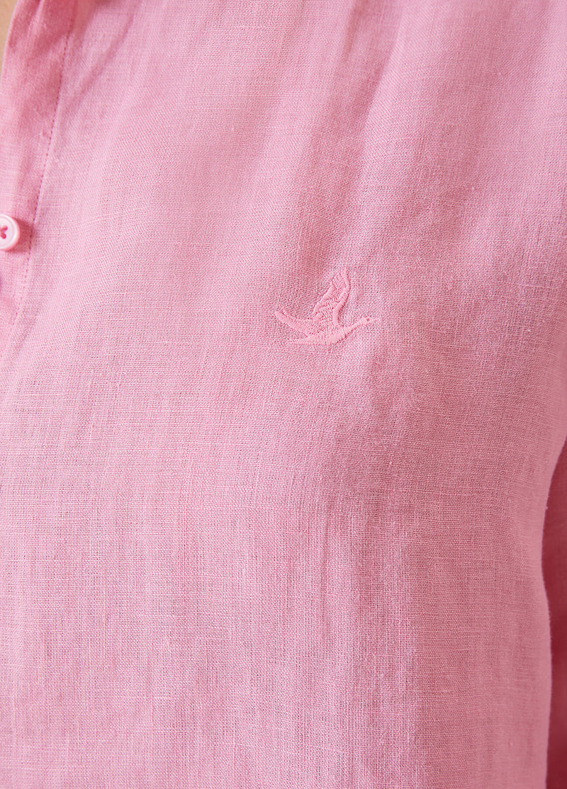 Beymen Club Linen Shirt With Bird Logo Pink