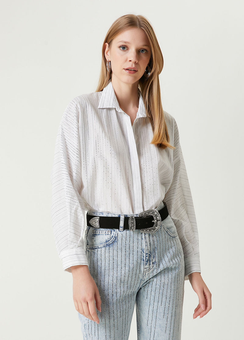 Beymen Club Hotfix Oversize Shirt Off White