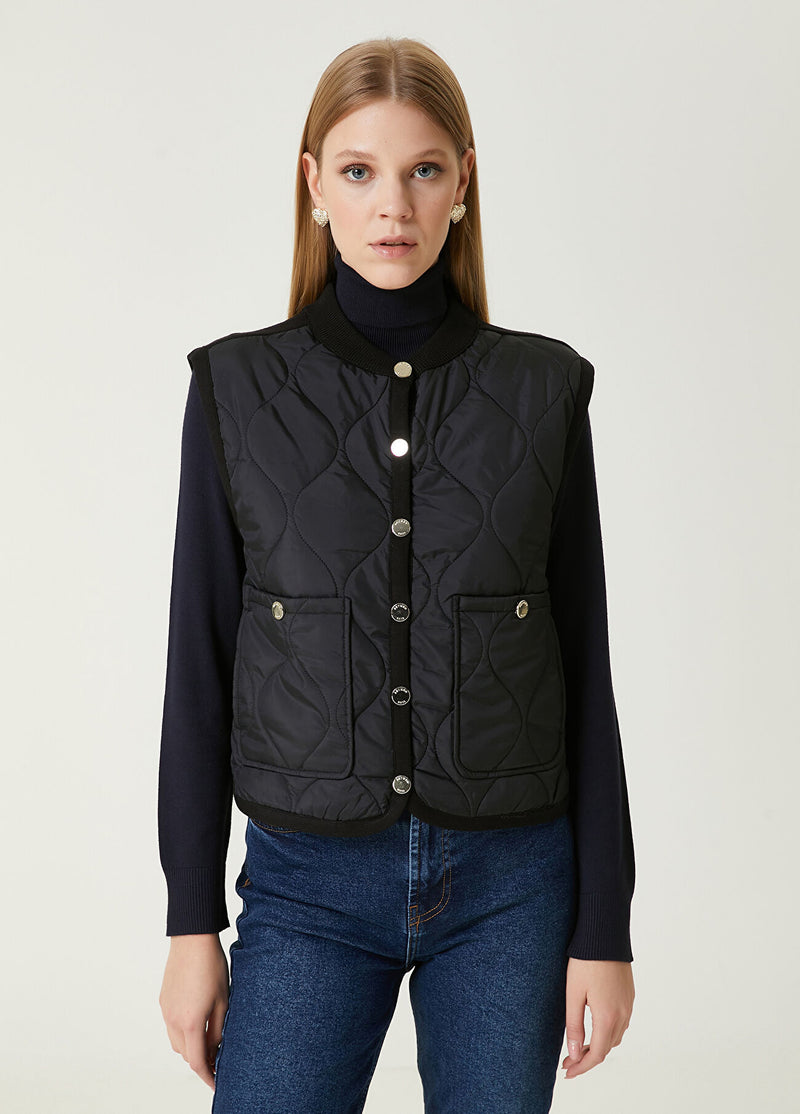 Beymen Club Quilted Bomber Knit Vest Black