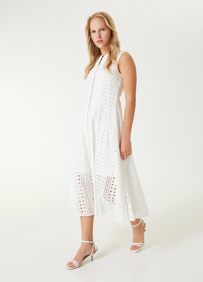 Beymen Club Sleeveless Embroidered Midi Dress Off White