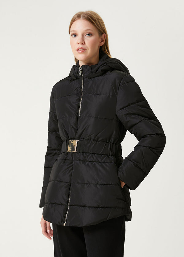 Beymen Club Hooded Lock Belt Detailed Puff Coat Black