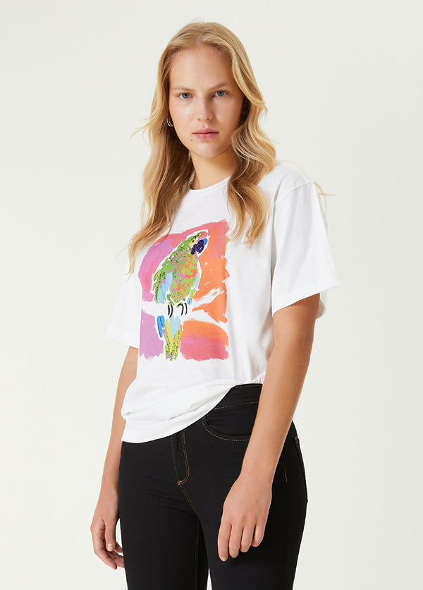 Beymen Club Stone Parrot Printed T-Shirt Off White