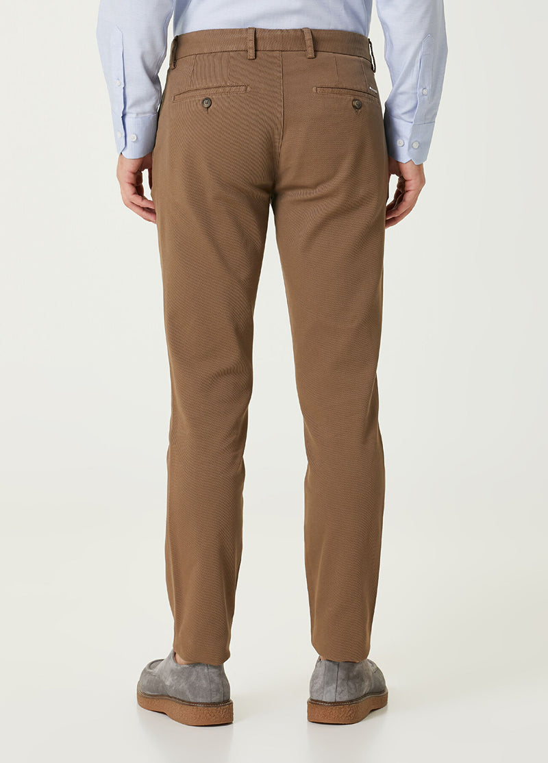 Beymen Club Men Slim Fit Mink Twill Textured Chino Pants Beige