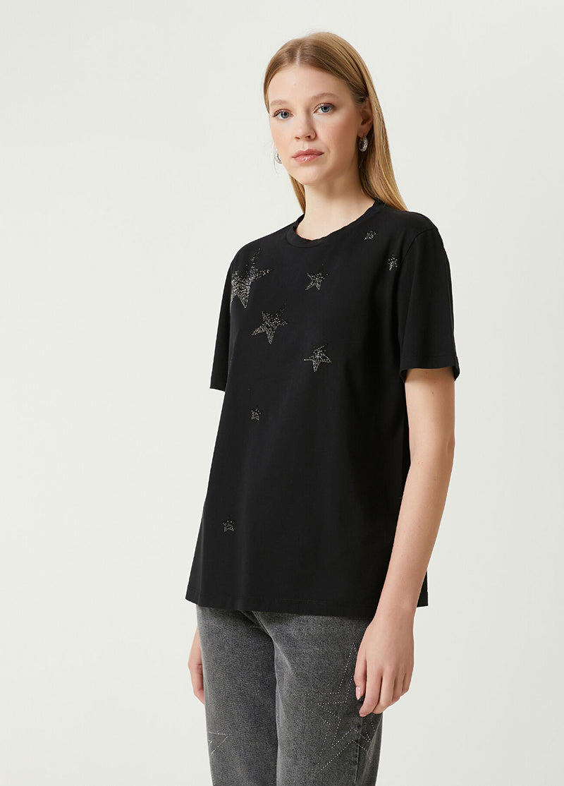 Beymen Club Star Hotfix Detailed T-Shirt Black