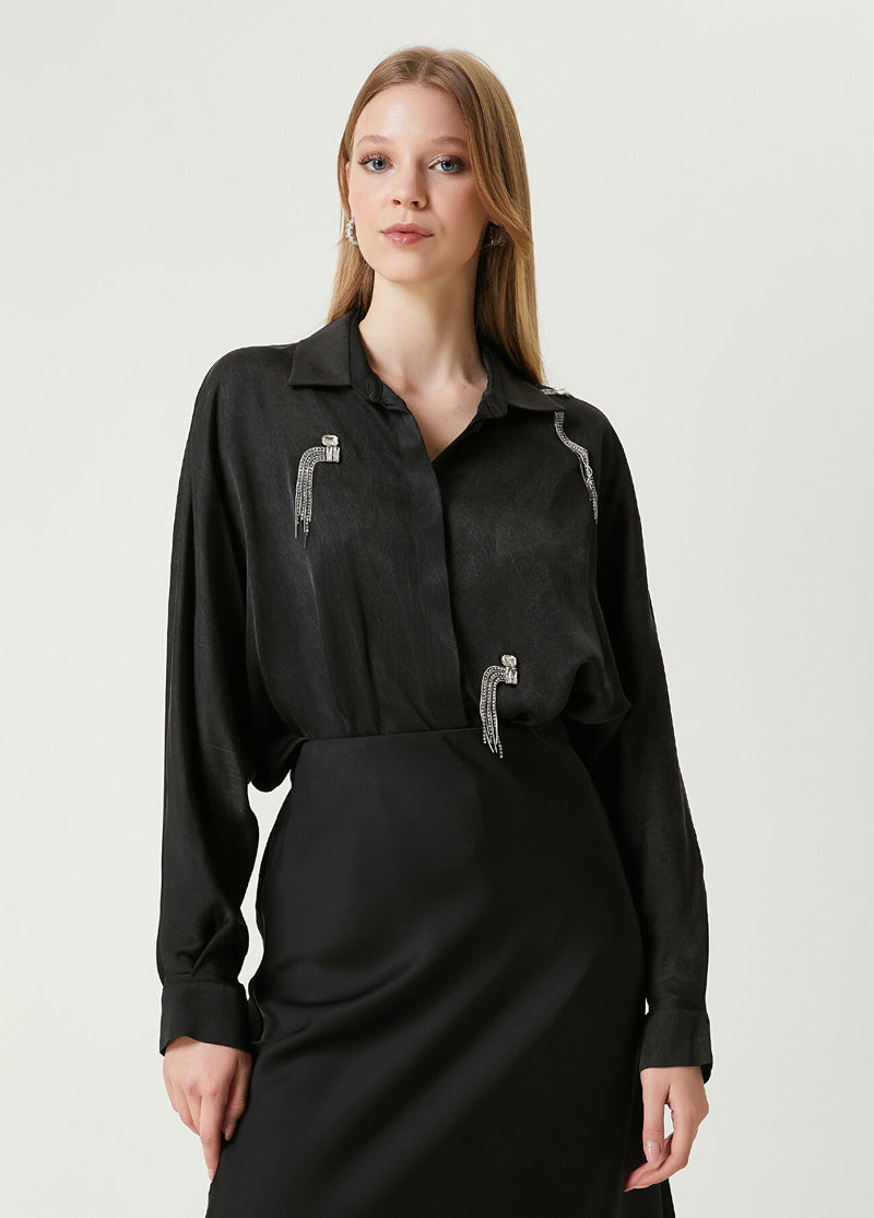 Beymen Club Stone Embroidered Shirt Anthracite