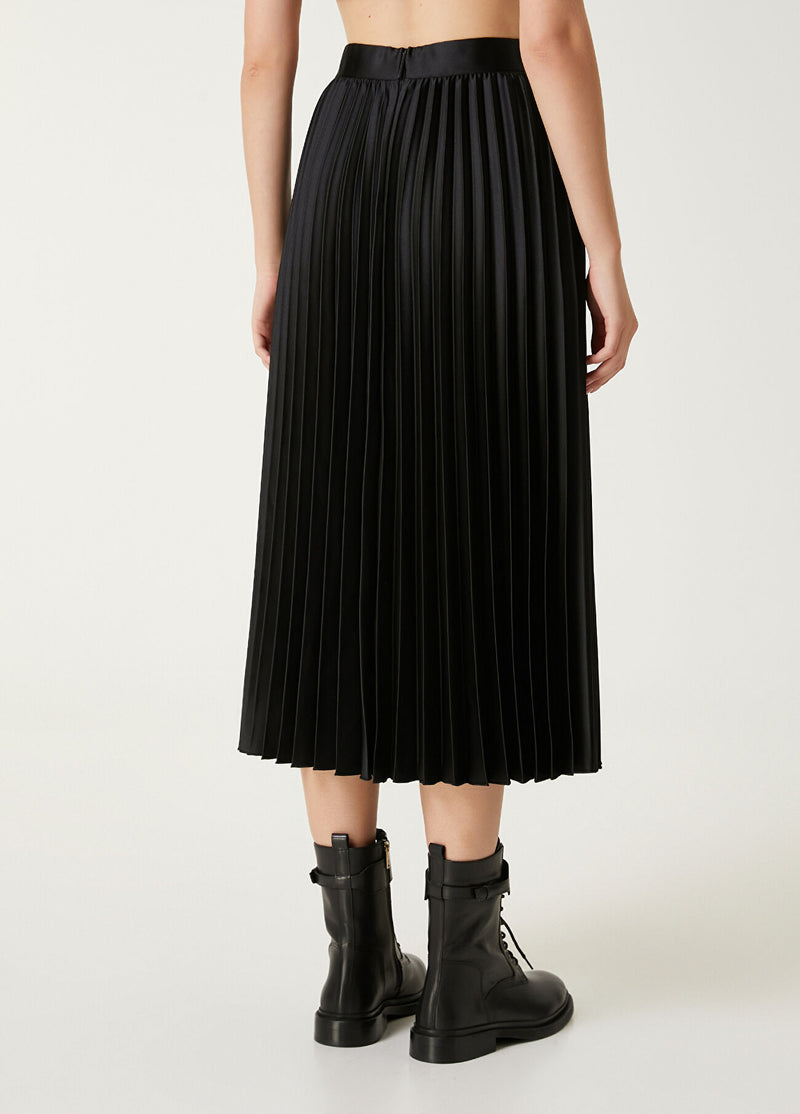 Beymen Club Pleated Satin Midi Skirt Black