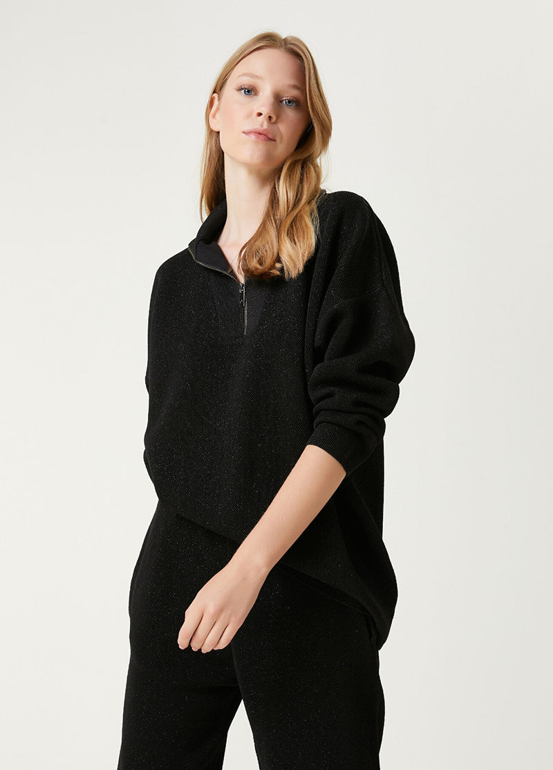 Beymen Club Glitter Textured Sweater Black