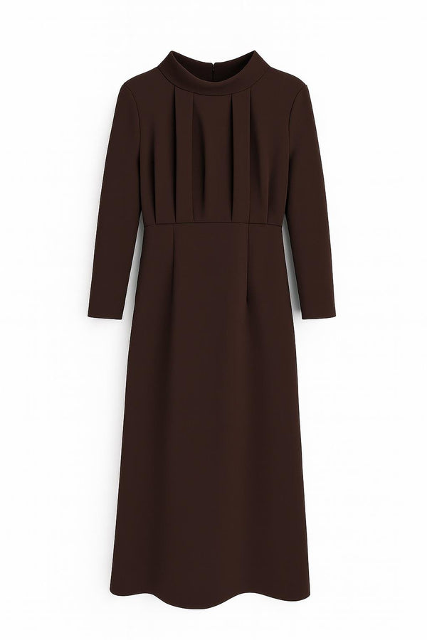 Setre Long Sleeve Dress With Draped Detail Coffee Brown
