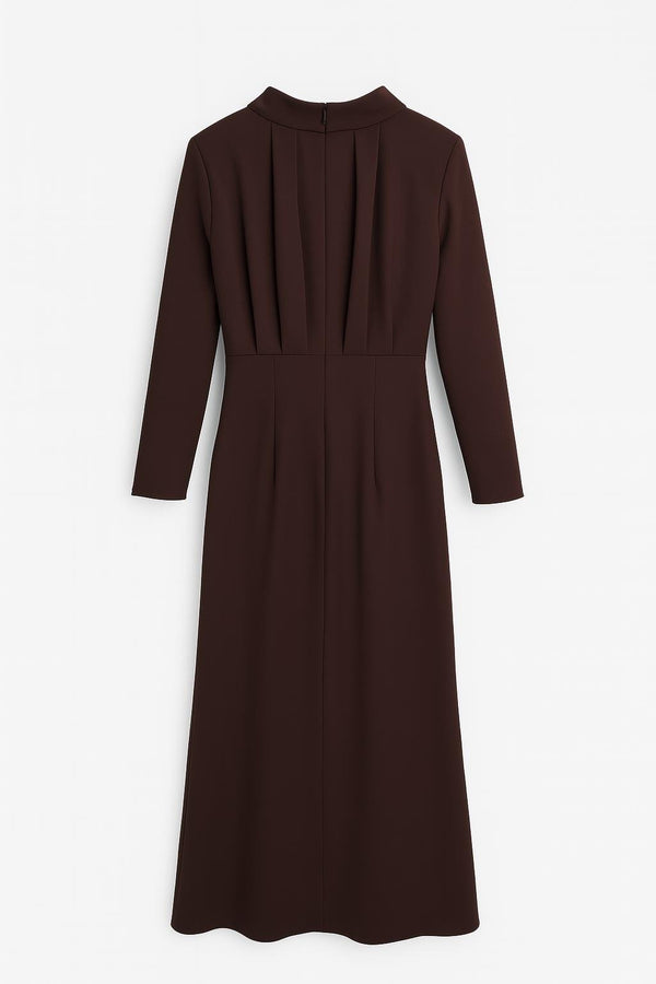 Setre Long Sleeve Dress With Draped Detail Coffee Brown
