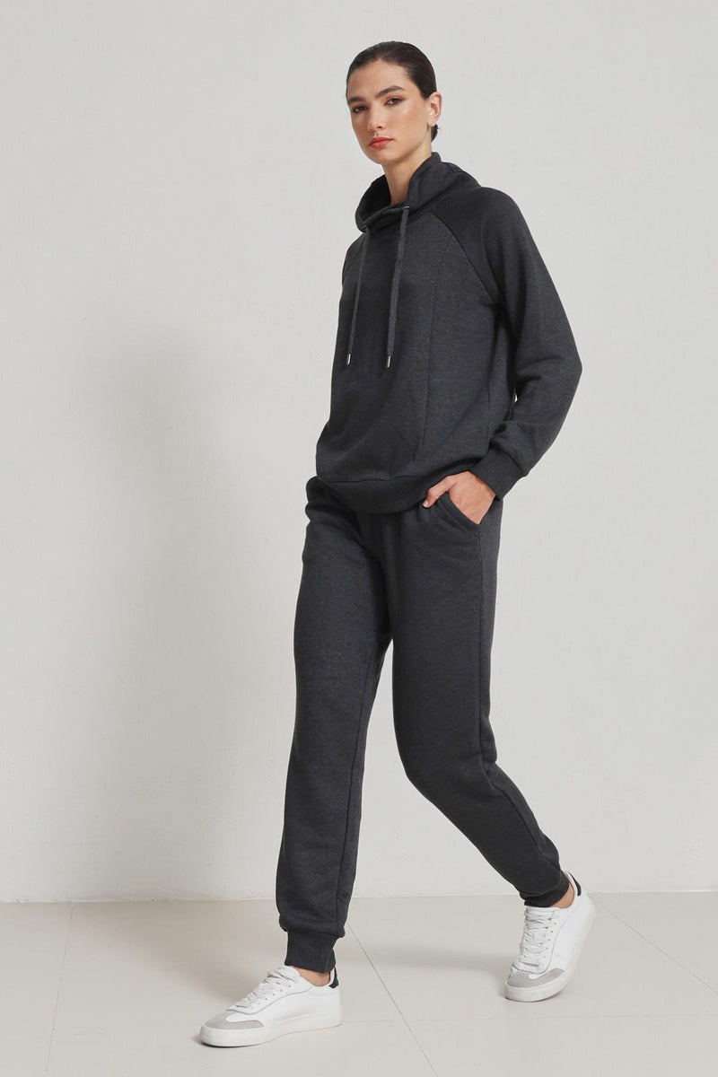 Setre Hooded Detailed Tracksuit Anthracite