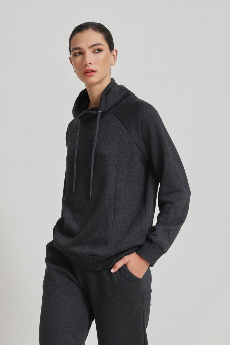 Setre Hooded Detailed Tracksuit Anthracite
