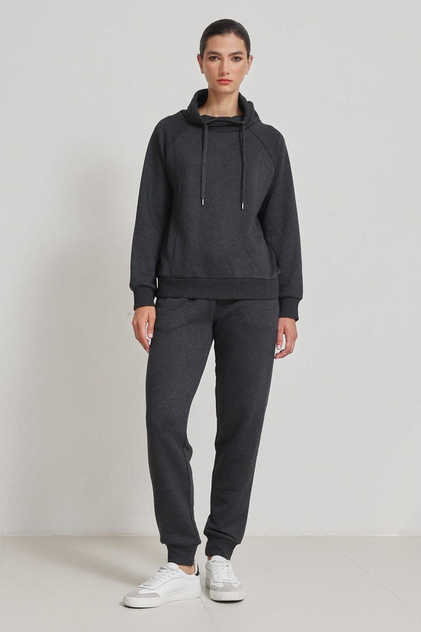 Setre Hooded Detailed Tracksuit Anthracite