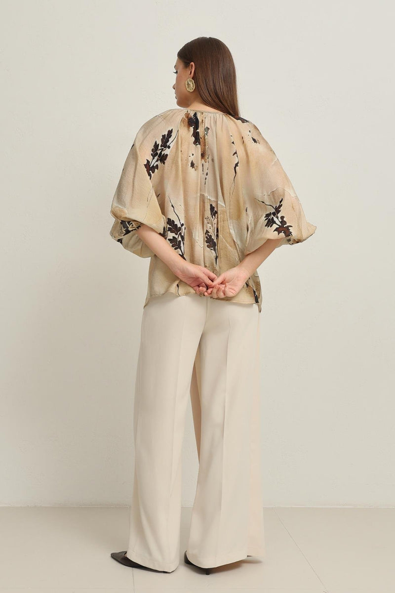 Setre Patterned Relaxed Cut Blouse Beige