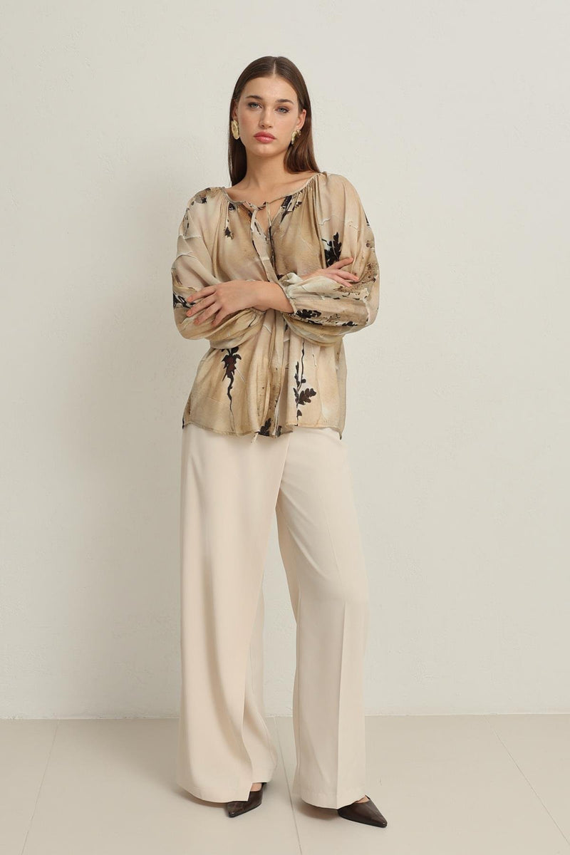 Setre Patterned Relaxed Cut Blouse Beige