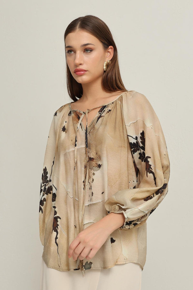 Setre Patterned Relaxed Cut Blouse Beige