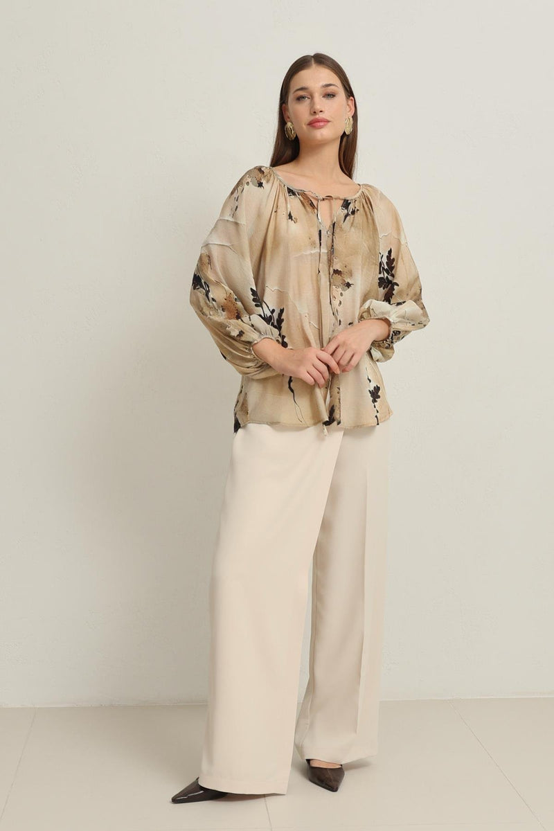 Setre Patterned Relaxed Cut Blouse Beige