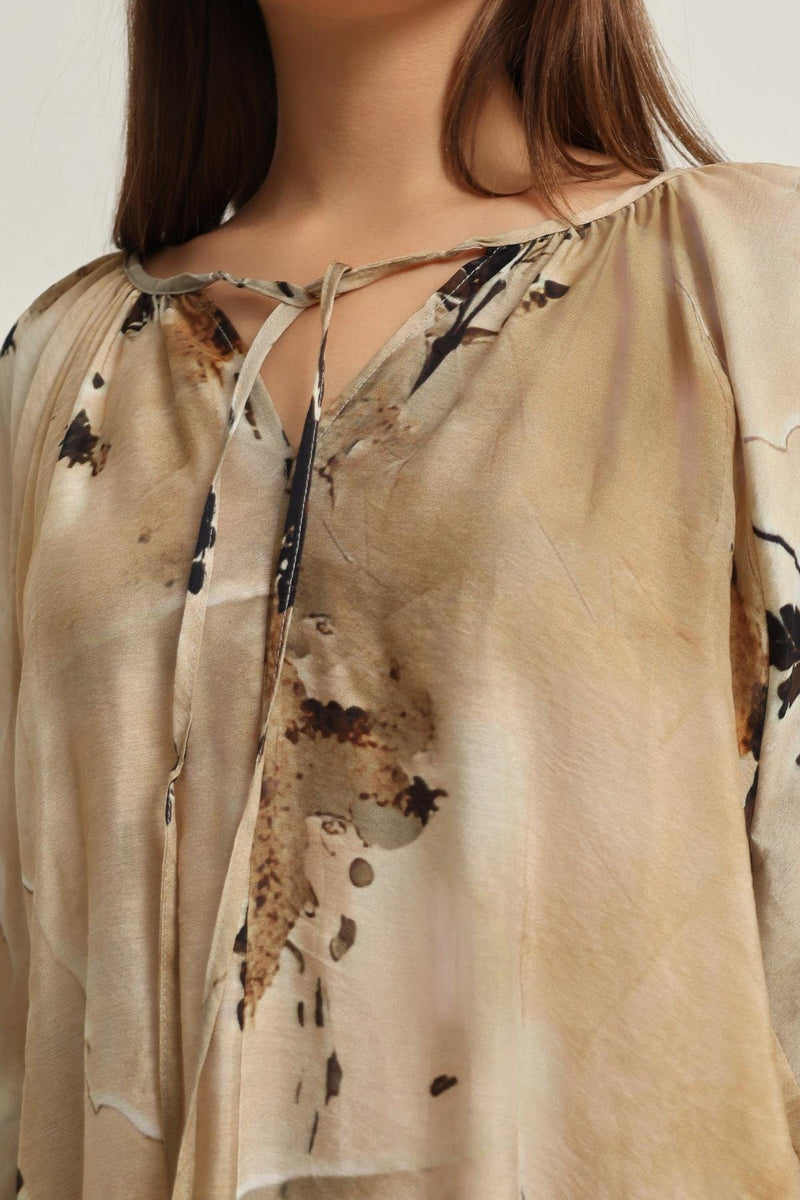 Setre Patterned Relaxed Cut Blouse Beige