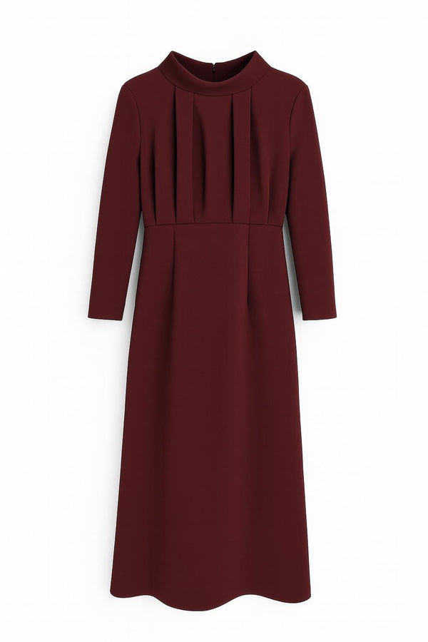 Setre Long Sleeve Dress With Draped Detail Burgundy