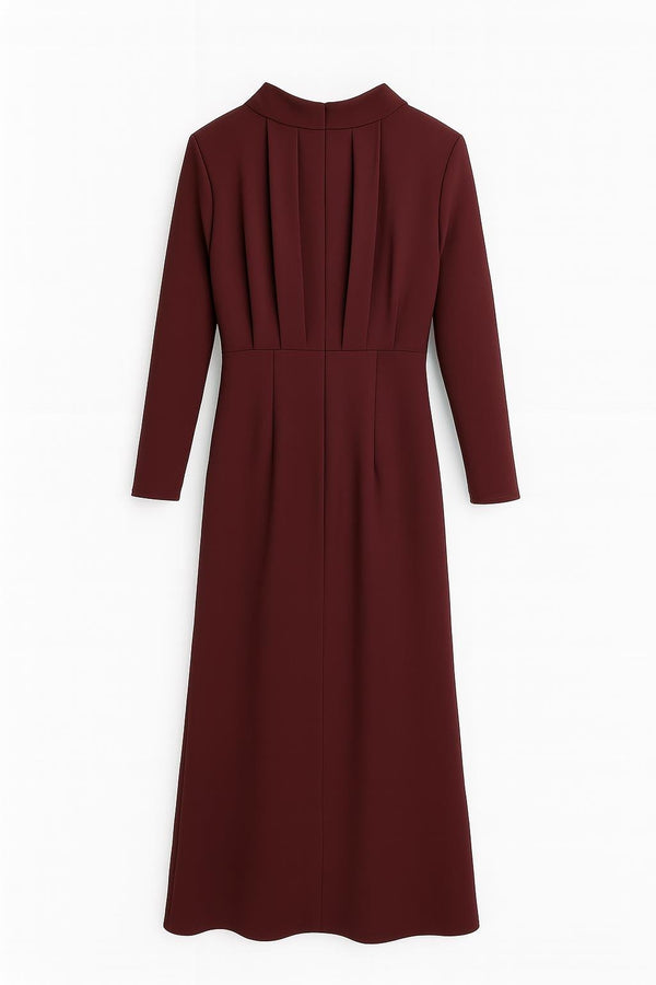 Setre Long Sleeve Dress With Draped Detail Burgundy