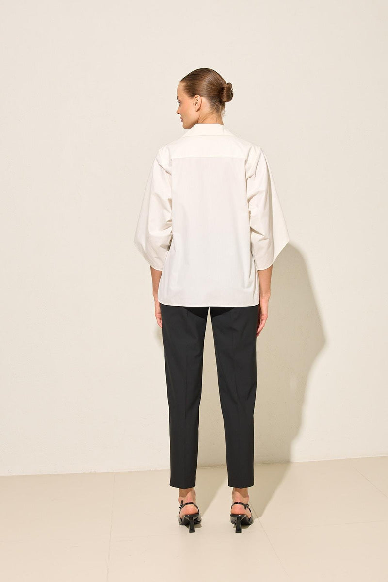 Setre Shirt With Stone And Sleeve Detail On The Collar Ecru