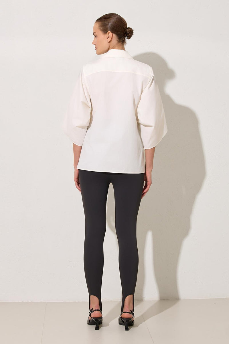 Setre Shirt With Stone And Sleeve Detail On The Collar Ecru