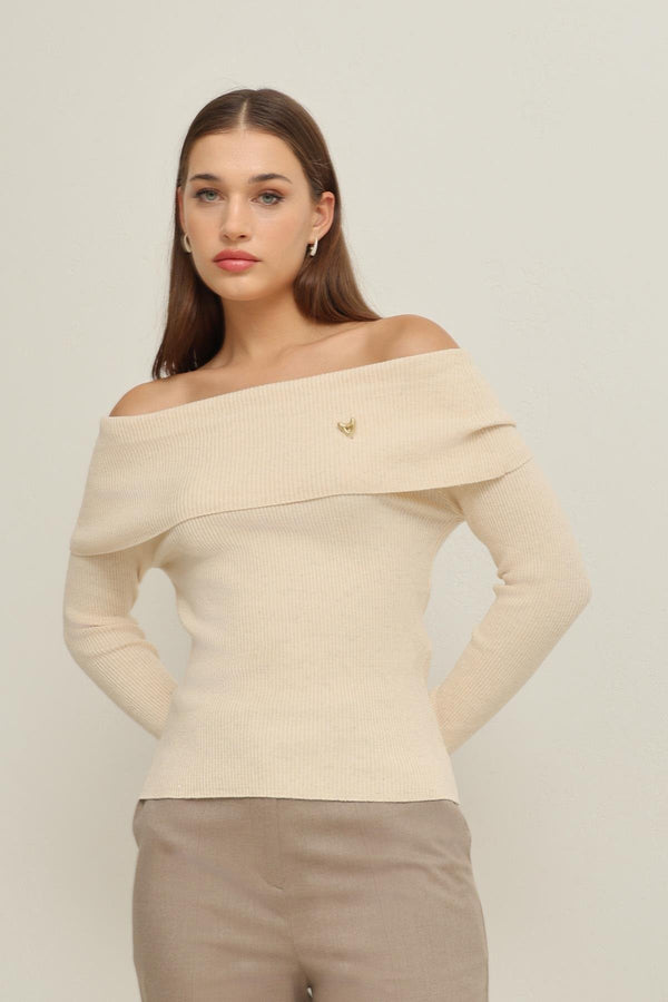 Setre Madonna Collar Long Sleeve Knitwear Ecru