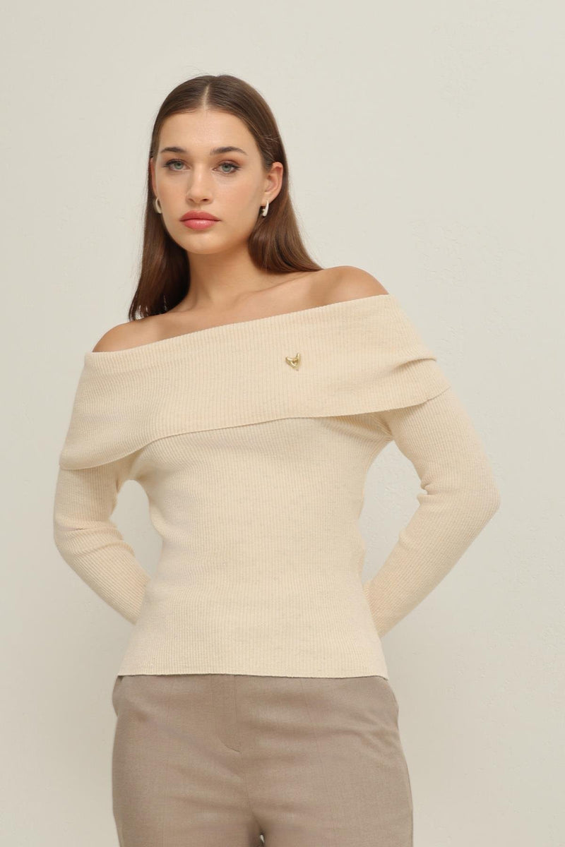 Setre Madonna Collar Long Sleeve Knitwear Ecru