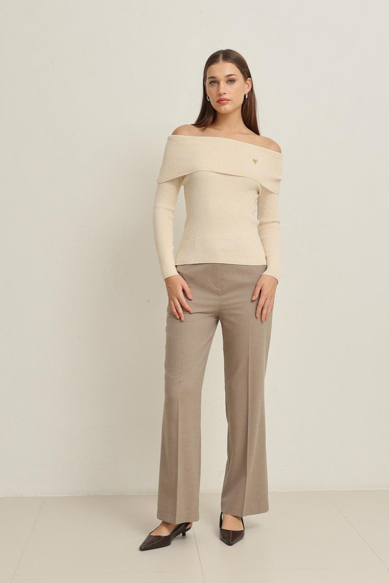 Setre Madonna Collar Long Sleeve Knitwear Ecru