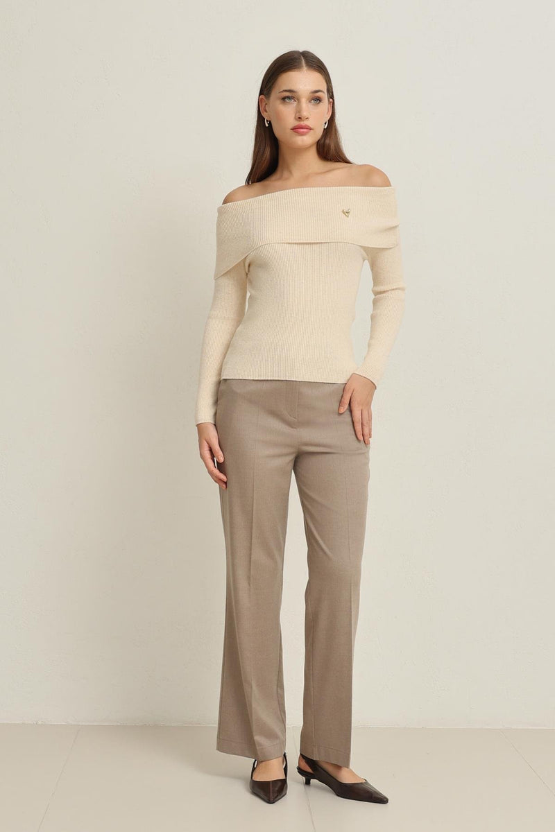 Setre Madonna Collar Long Sleeve Knitwear Ecru