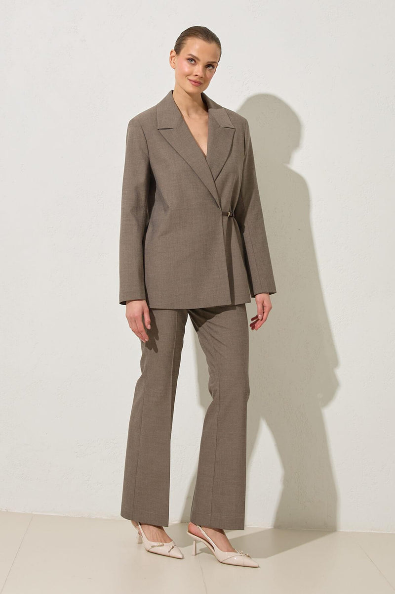 Setre Belt Detailed Blazer With Trousers Brown
