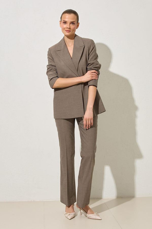 Setre Belt Detailed Blazer With Trousers Brown