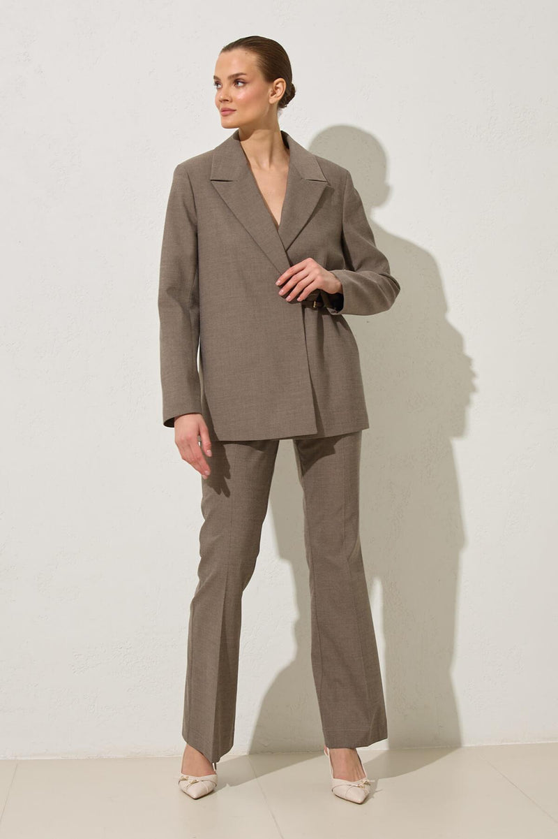 Setre Belt Detailed Blazer With Trousers Brown