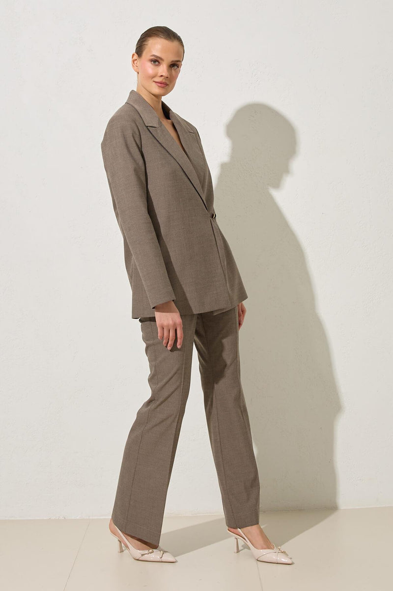 Setre Belt Detailed Blazer With Trousers Brown