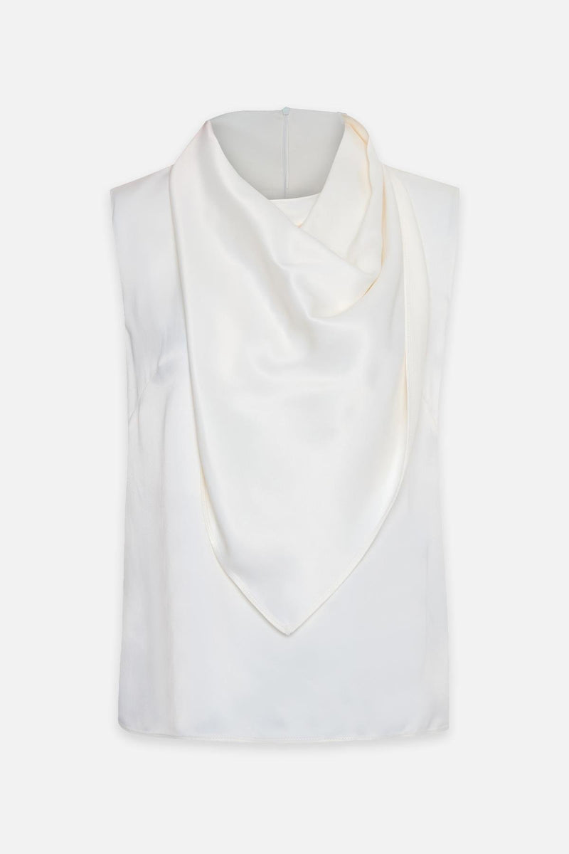 Setre Drape And Collar Detailed Sleeveless Blouse Cream