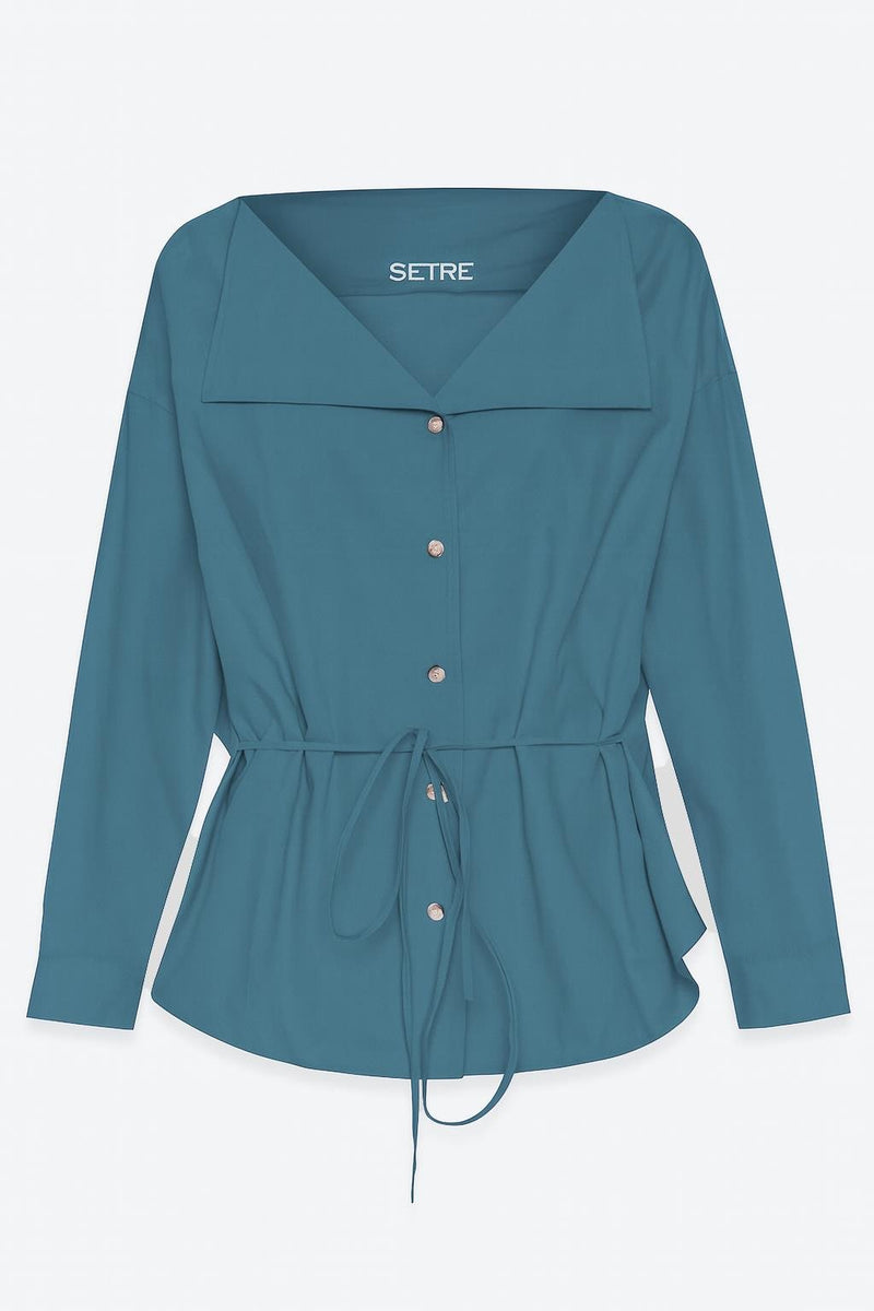 Setre Wide Collar With Tie Detail Shirt Crystal