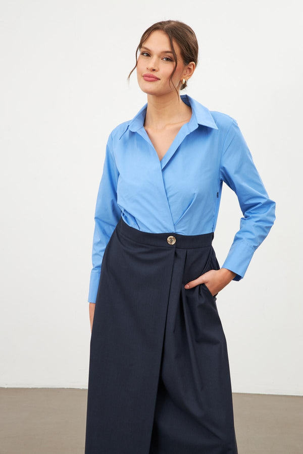 Setre Two-Toned Midi Dress Navy Blue-Blue