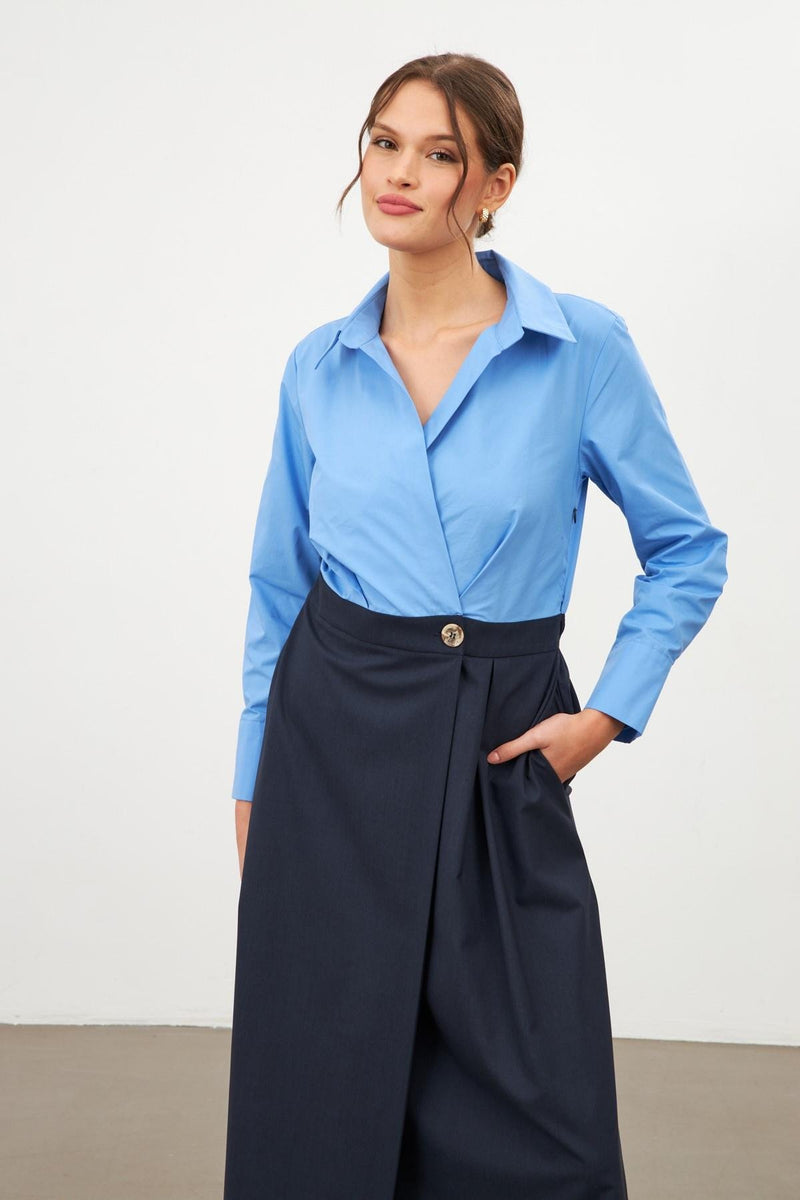 Setre Two-Toned Midi Dress Navy Blue-Blue