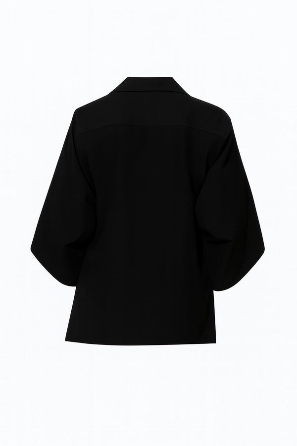 Setre Shirt With Stone And Sleeve Detail On The Collar Black