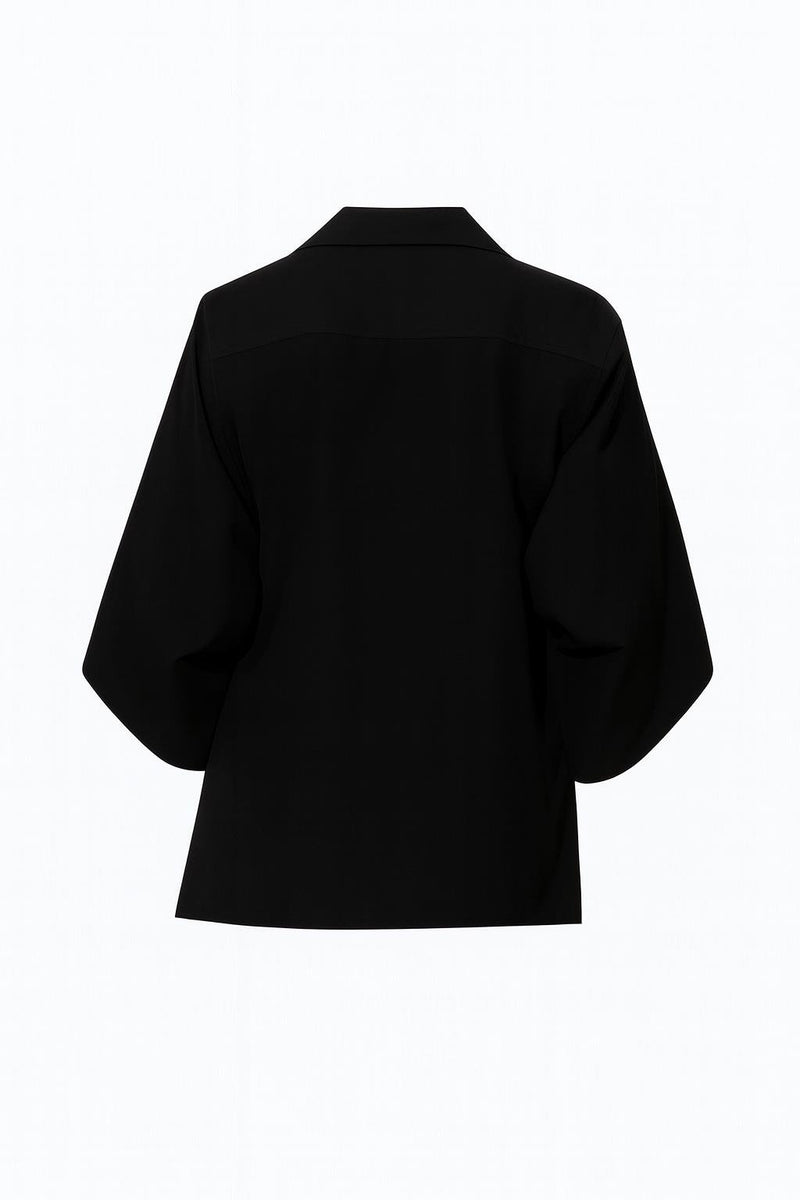 Setre Shirt With Stone And Sleeve Detail On The Collar Black