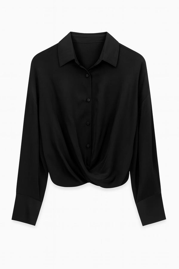 Setre Twisted Detail Crop Blouse Black
