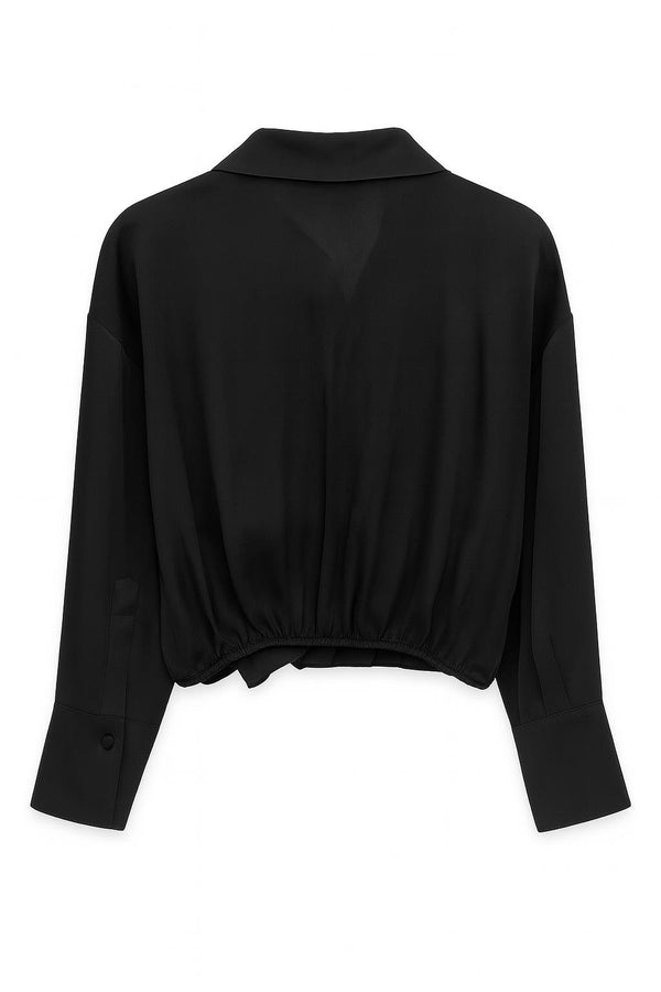 Setre Twisted Detail Crop Blouse Black
