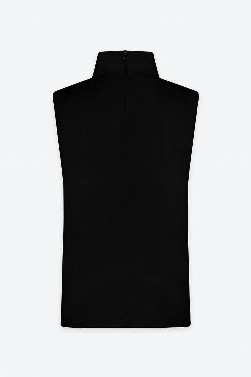 Setre Drape And Collar Detailed Sleeveless Blouse Black