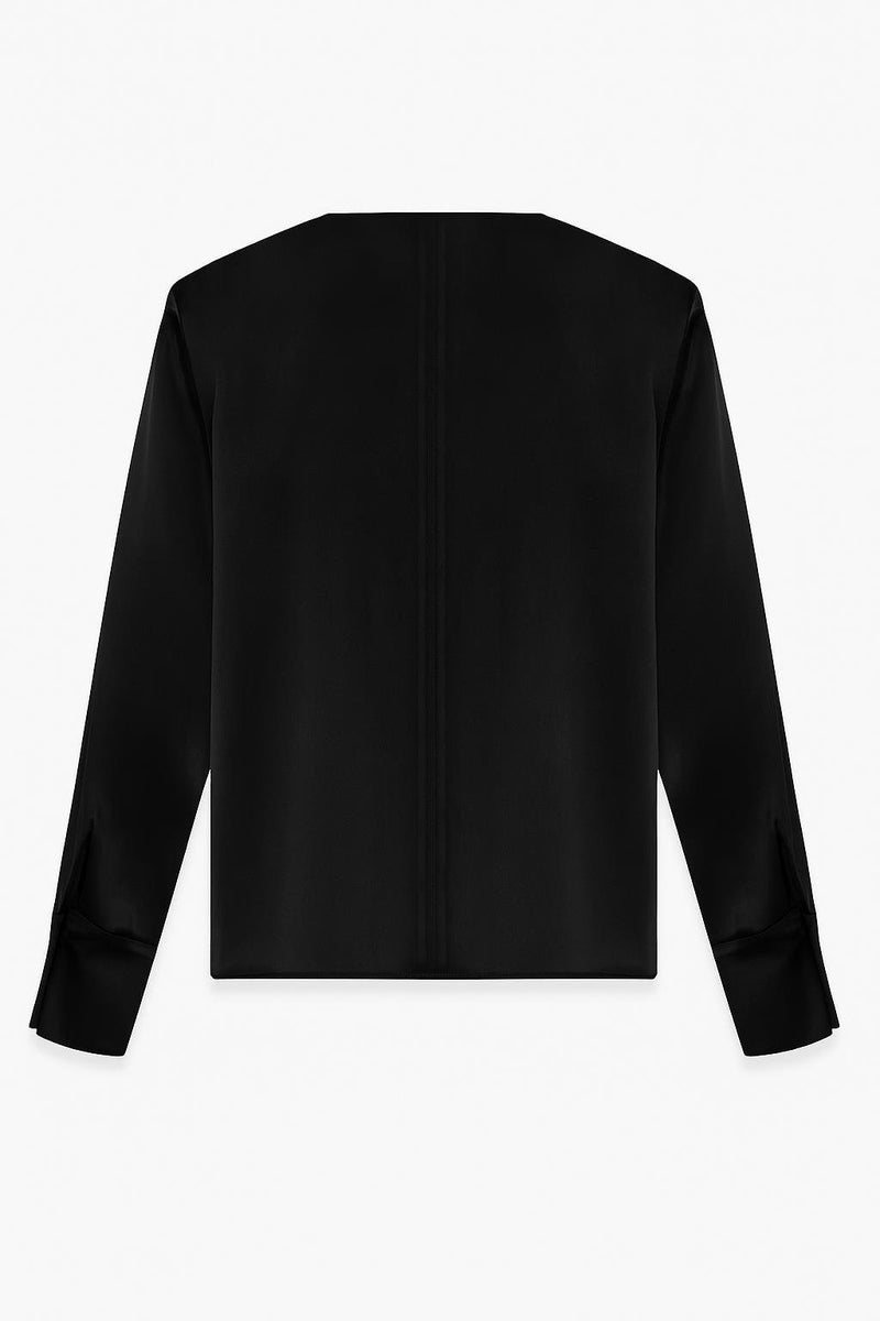 Setre Collar Accessory Detailed Relaxed Cut Blouse Black