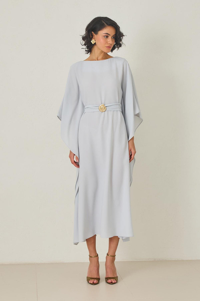 Setre Waist Belt Detailed Midi Length Dress Light Green